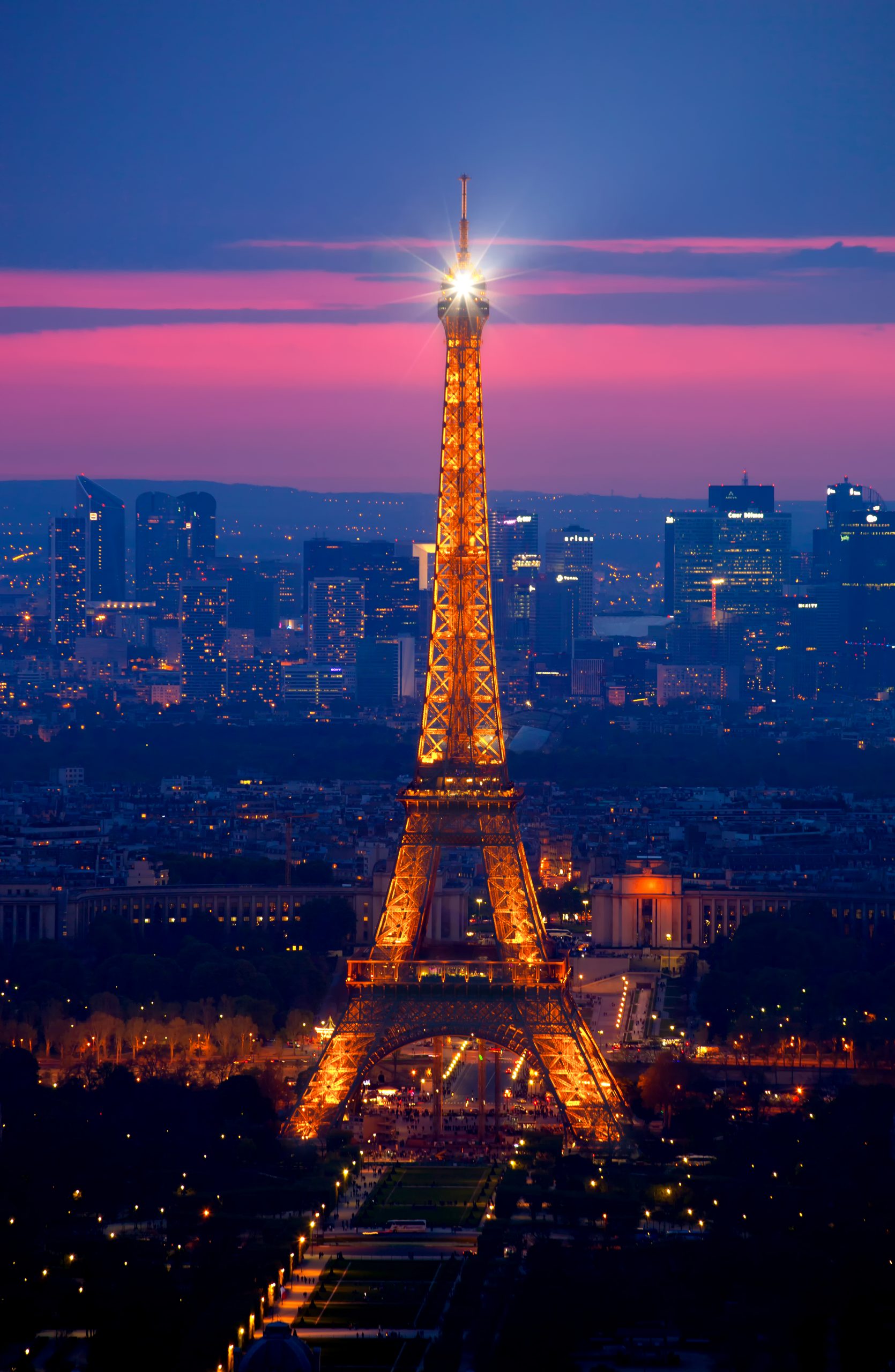 PARIS - APRIL 28 : Light Performance Show on April 28, 2013 in Paris. View from Montparnasse Tower - Top of Paris.